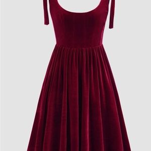Cider Deep Red Velvet Midi Dress